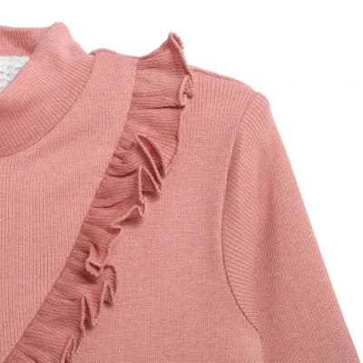 Wheat - Bluse Rib med Flæse Peach Rose - billede 7