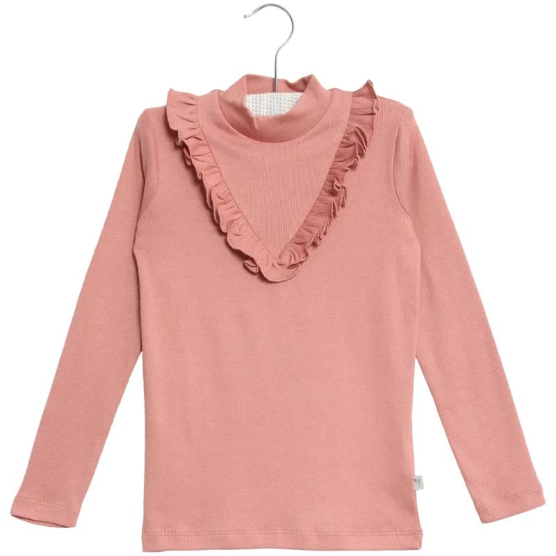 Wheat - Bluse Rib med Flæse Peach Rose