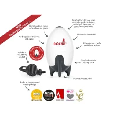Rockit MK2 - The Baby Rocker - Genopladelig Barnevognsvugger  - billede 3
